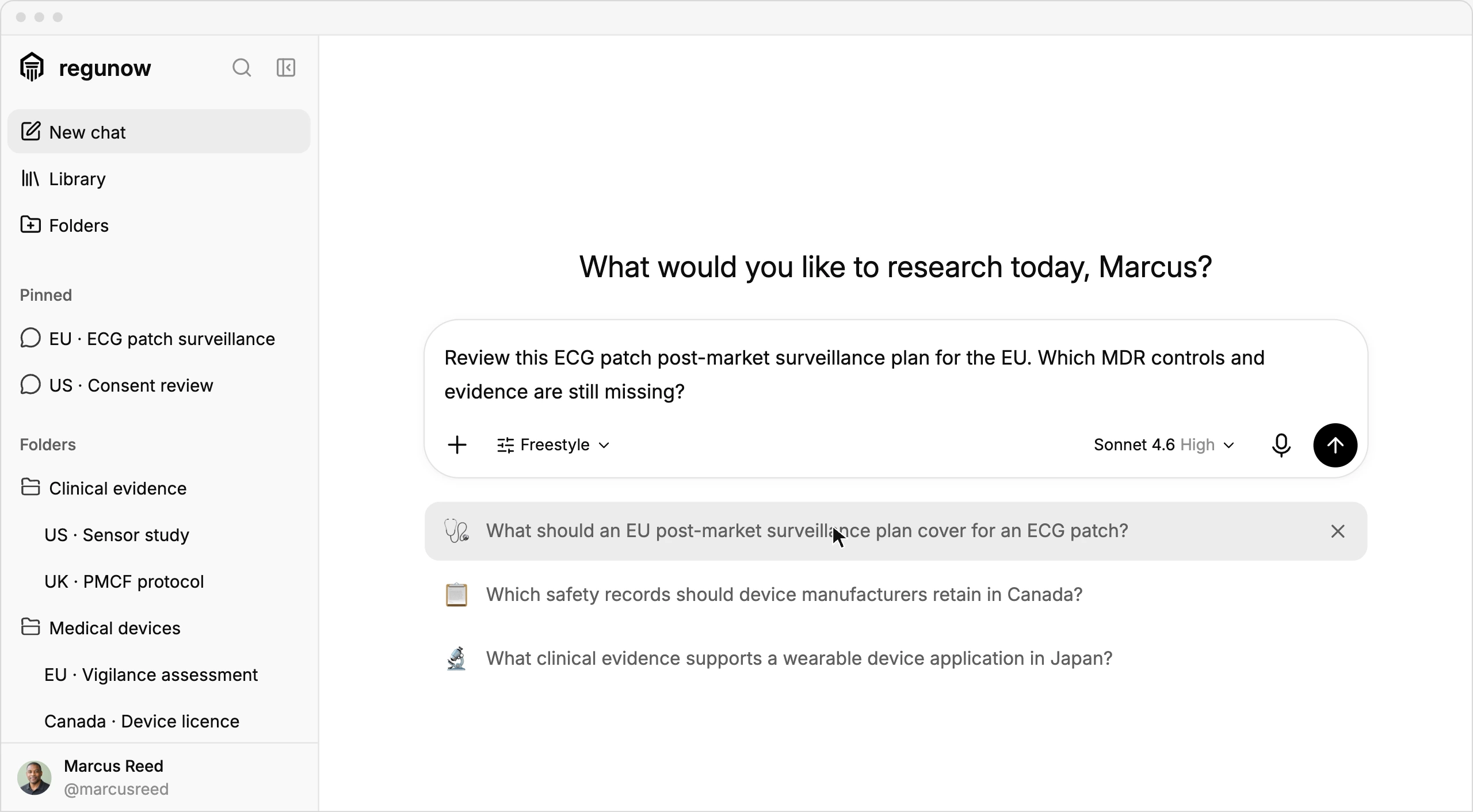 Preview of the Regunow regulatory research workspace