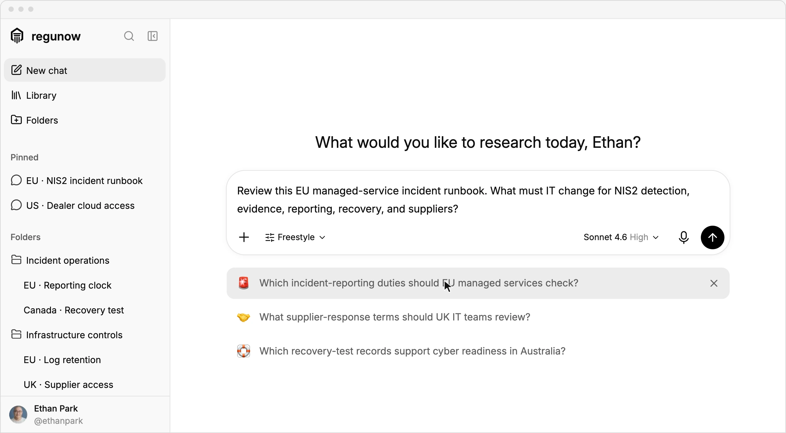 Preview of the Regunow regulatory research workspace